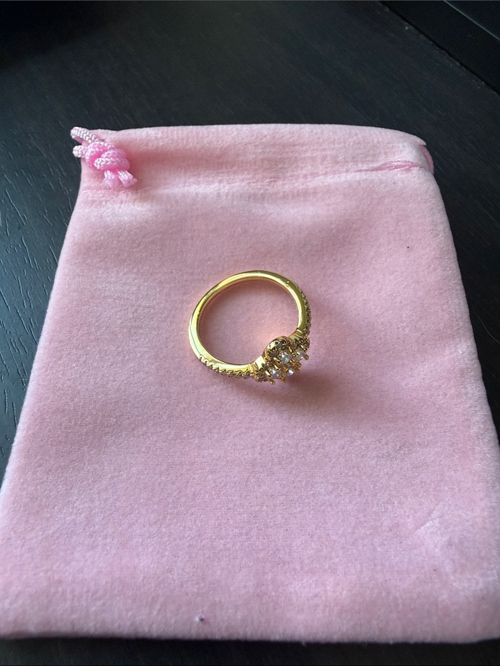 Moissanate 1ct gold tone ring. Sterling silver